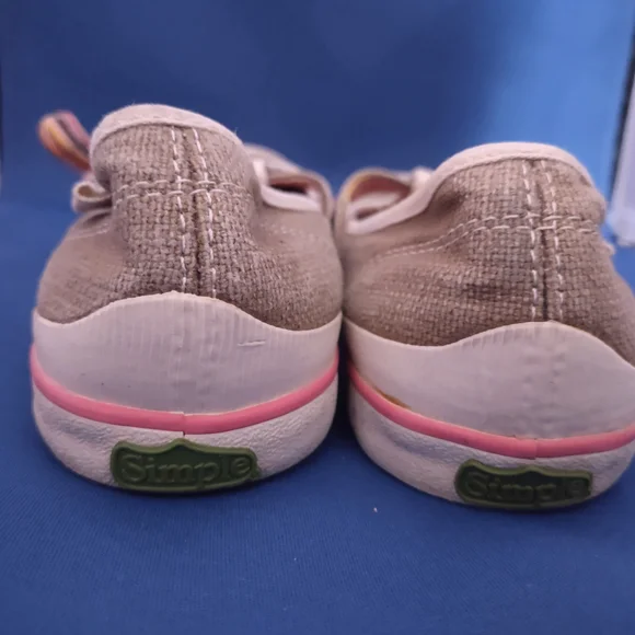 Simple Tan and Pink Women's Sneakers - Picture 3 of 9